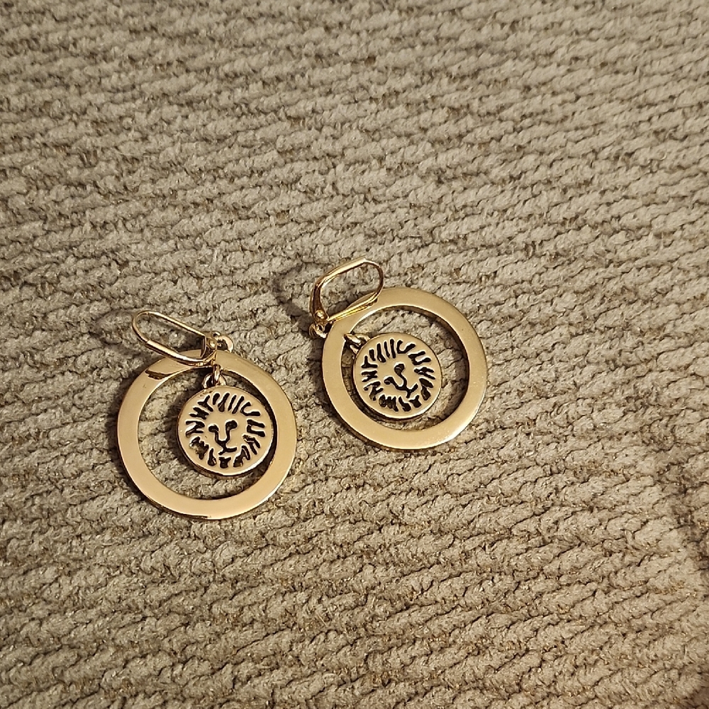 Anne Klein Gold Medallion Earrings